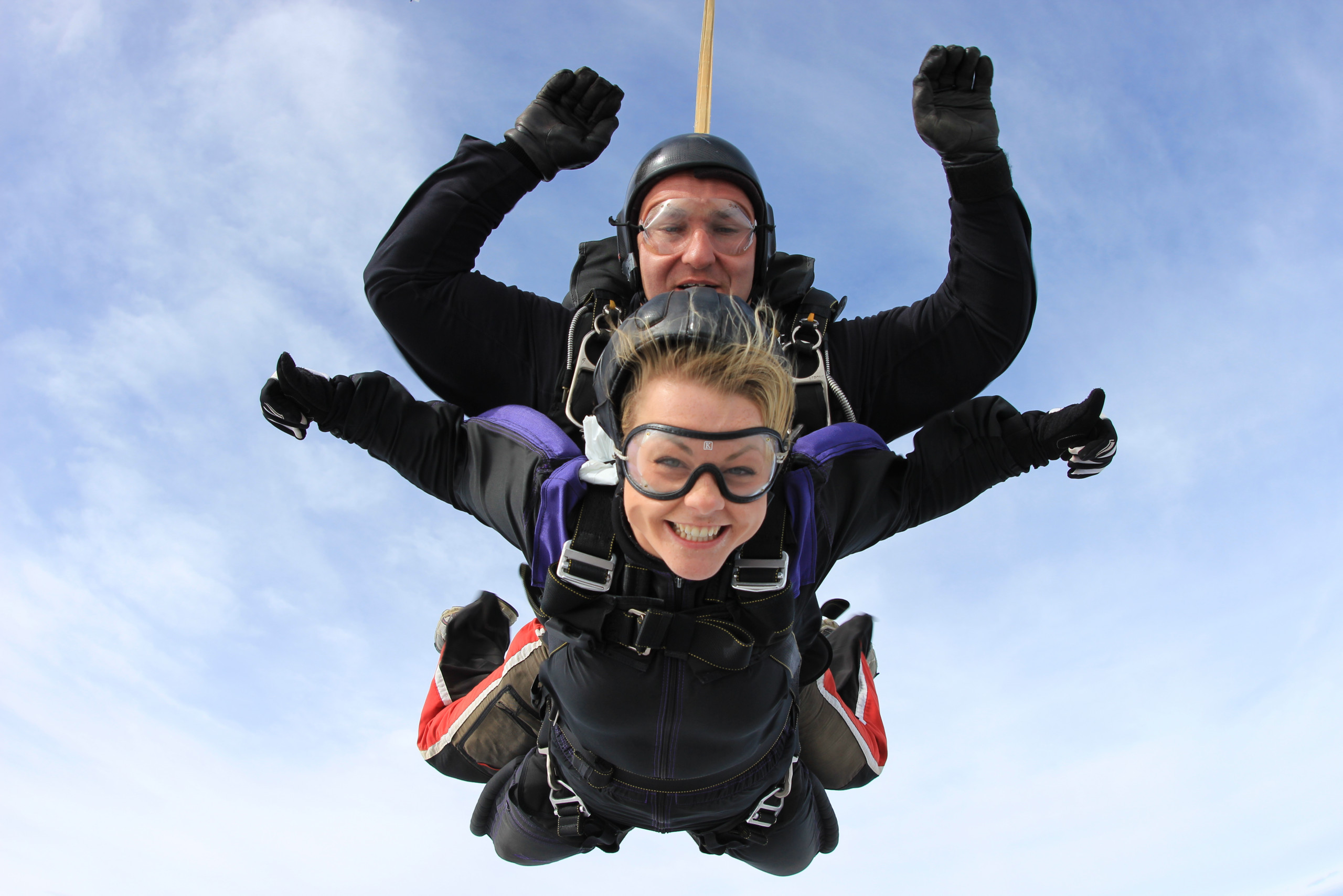 Woman doing tandem skydive